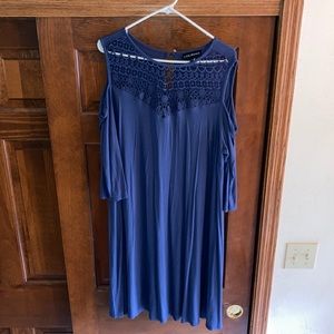 Lane Bryant size 18 peek-a-boo shoulder dress blue